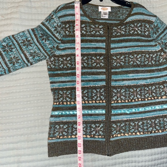 Talbots Zip-Front Sweater w/ Beaded Design - Picture 6 of 7